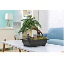 1 Set Square & Rectangular Faux Zisha Flower Pots, Bonsai Pots, Small Planter Pots, Succulent Pots