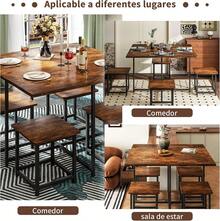 Mesas de Comedor, Mesas de Comedor 4 Personas - Mesas Comedors 4 sillas Robusto y Ahorra Espacio (80x80cm, marrón rústico) (Color Retro) - Café integral - Ver 2