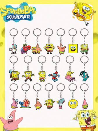 SPONGEBOB 1/10/20 piezas Llaveros de PVC suave de goma, Encantos de bolso de dibujos animados lindos, Anillos de llaves premium para mochilas y llaves