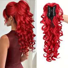 Purple Synthetic Fiber Material Ponytail Wig With A Tight Grip. It Has A Curly, Large Wave Style And Is Suitable For Wearing On Various Occasions Such As Christmas. - Multicolor - View 8