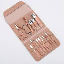 Professional Manicure Kit 16 Pieces - Cuticle Nipper And Nail Clipper In Stainless Steel - Pink - View 12