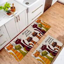 1件装柔软毛绒猫咪图案浴室地垫，防滑地毯，厨房装饰，玄关地垫，家居装饰，缓解疲劳，经典奢华设计 - 彩色 - 查看 4