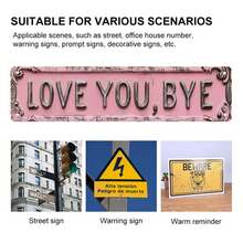 2D Flat "Love You Goodbye" Metal Sign, 16 * 4 Inch "Love You, Goodbye" Metal Decorative Plaque, Modern Love Themed Metal Mural, Multi-Purpose Family Themed Wall Decor, Suitable For Home, Entrance, Corridor, Room, Wedding Decor, Novel Street Signs - Hồng - Xem 3