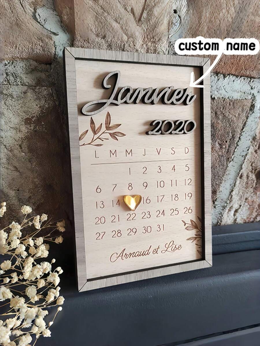 Custom Anniversary Gift For Couples Personalized Save The Date Calendar Plaque Wooden Marriage Engagement Signs
