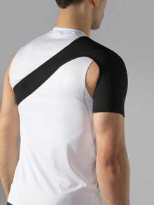 VBOSI 1pc Unisex Breathable Elastic Shoulder Support Rotator Cuff Brace, Adjustable For Left Or Right Arm, Suitable For Gym And Sports - Black - View 3
