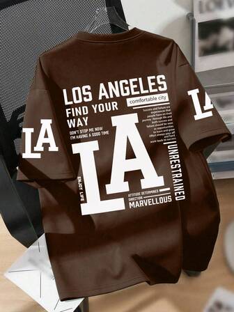 Tween Boy LA Slogan Print Crew Neck T-Shirts Summer Boy's Casual Tee Soft Tops,Streetwear And Vacation Wear.Suitable For And Boys To Wear,Suitable For Daily Wear,Can Be Given As A Gift To Family,Girlfriend, Friends,Comfortable Short Sleeves Casual Pullover, Machine Washable, Daily Essential, Loose Style, Suitable For Both Boy And Women, Street Style