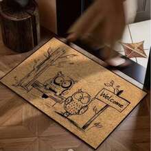 1 Stück Willkommens-Fußmatte mit Eulen-Design, kleine Matte, Türvorleger, Teppich, Bodenbelag, Outdoor-Türmatte, Küchenteppich, Heimdekoration, Vordertür-Matte, Bereichsteppich, Outdoor-Matte, Heimdekoration, Bereichsteppich, Gartenteppich, waschbarer Teppich - Verschiedenfarbig - Übersicht 2