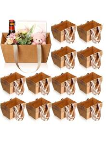 10pcs Kraft Paper Baskets, Kraft Paper Gift Baskets With Handles, 9.8 X 6.5 X 4.3 Inches - Gift Wrapping, Weddings, Parties, Easter, Valentine's Day, Suitable For Various Holiday Gifts - Multicolor - View 5