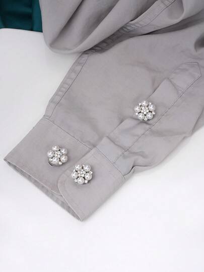 1/2/4pcs Rhinestone Button Covers For Women, Crystal Button Covers, Detachable Clip On Button Covers, Crystal Fancy Buttons For Clothing, Button Snaps With Pliers Press For Dress Suit Tux Shirt Accessories,Golden/Silver