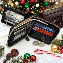 Carteira Personalizada Presente para Homens - Carteira de Couro Sintético Marrom Fashionable com Design Gravado, Fechamento de Pressão, Clipe de Zíper e Porta-Moedas, Acessórios Elegantes para o Dia dos Pais | Carteira de Decoração Personalizada - Multicolorido - Visão 7