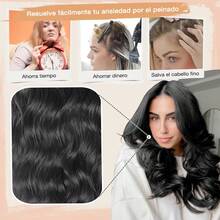 Cabello Liso y Rizado Negro Natural,Peluca Larga para Mujer,Peluca Fibra Negra Resistente al Calor de 26"/66 cm, Adecuada para Fiestas TemáTicas, Cosplay, Sesiones de Fotos, Citas y Más - Cabello rizado - Ver 4