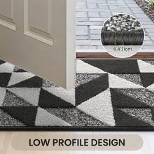 Waterproof All-Season Doormat, Low Profile Indoor Outdoor Door Mats, Easy Clean Patio Mat, Dirt Trapping Outdoor Welcome Mats, Non-Slip Outdoor Indoor Entrance - Patio, Porch, Stain And Fade Resistant - 黑與白 - 查看 5