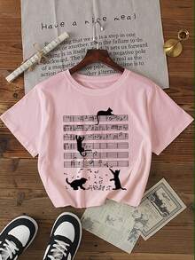 牛奶丝常规T恤，休闲时尚，适合日常穿着 - 粉色 - 查看 1