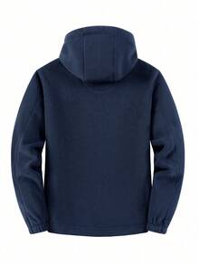 冬季新款户外运动棉质夹克，男士休闲连帽卫衣，加厚外套 - 藍色 - 查看 3