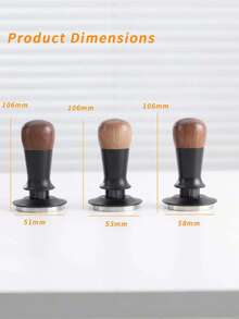 1个带刻度的螺纹底咖啡压粉器，胡桃木材质，柔性头设计，51/53/58毫米，适用于意式咖啡机，咖啡工具，咖啡师配件