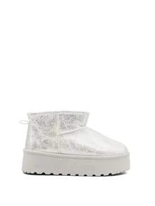 REVREAL Damen-Plateau-Stiefeletten – gemütlicher Slip-On-Stil - Silber - Übersicht 1