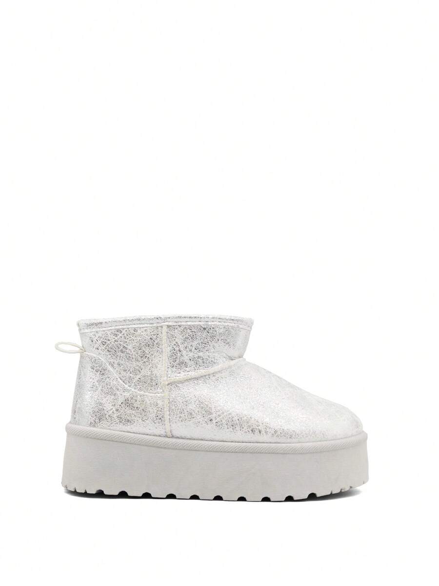 REVREAL Damen-Plateau-Stiefeletten – gemütlicher Slip-On-Stil - Silber - Übersicht 1