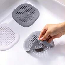 PC Drain Hair Collector With Suction Cup, Durable Silicone Square Shower Drain Cover, Anti-Clog Sink Strainer Floor Cover, Hair Drain Filter For Shower, Suitable For Bathroom, Tub And Kitchen, Bathroom Tools, Four Seasons Bathroom Decor