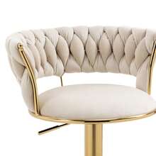 Former SKU: W1880109438, Same 360° Set Of 2 Swivel Bar Stools, Handcrafted Backrest, One-Button Height Adjustable Bar Stools, Super Soft Padded Kitchen Dining Chair, Kitchen Island - Ivory + Velvet + Foam - View 5