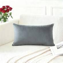 1/2pcs Velvet Solid Color Decorative Throw Pillow Cover (Pillow Insert Not Included), Square Cushion Cover, Holiday Home Decor, Soft And Comfortable Fabric, Modern Decor For Sofa, Bedroom, Dormitory - Light Grey - View 9