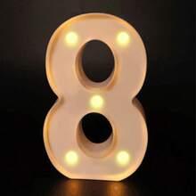 26 Letter LED Lights Luminous Number 0-9Lamp Wedding Birthday Christmas Decoration Decoration Night Light Party Bedroom 16CM Height (Without Battery) - White - View 33