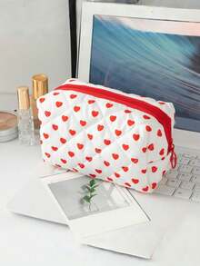 This Cute Large-Capacity Cosmetic Bag Features An Embroidered Bow, Serving As Both A Portable Travel Organizer And A Toiletry Bag, Perfect For Storing Makeup, Skincare Products, Toiletries, And Makeup Brushes. It Is An Ideal Choice For Autumn, Winter, And The Christmas Season.,Pouch,Makeup Pouch,Travel Essential - Multicolor - View 14