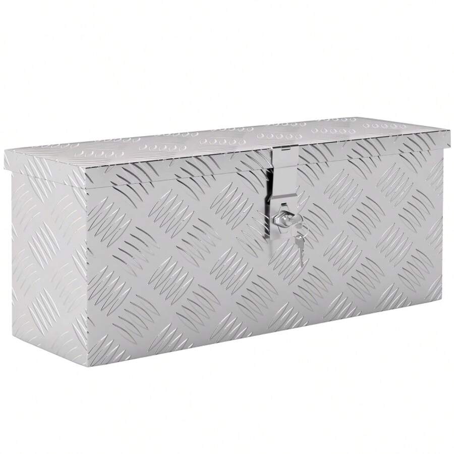 HOMCOM Aluminum Storage Box With Lock And Keys, 50 X 15.5 X 20.5
