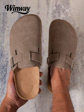 男士穆勒鞋新款春季复古一脚蹬乐福鞋休闲懒人鞋，封闭式平底穆勒鞋，可调节绑带，四季皆宜，有保暖内衬秋冬款可供选择