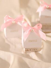 20Pcs Paper Gift Boxes With Golden 'merci' Labels, Including Ribbons And Beads - Perfect For Birthdays, Weddings, Mother's Day, And More - Available In Princess Theme - Multicolor - View 7