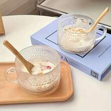 经典复古向日葵浮雕玻璃杯，配竹制杯盖和勺子，大容量牛奶杯、咖啡杯、燕麦杯，适合居家办公、情侣、礼品等场合。 - 彩色 - 查看 4