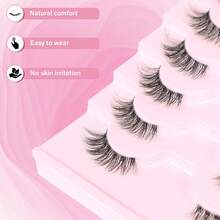 10 pares de pestañas postizas de media longitud con banda transparente, pestañas falsas de ojo de gato cortas y suaves de 3D de imitación de visón, pestañas postizas naturales y suaves para maquillaje