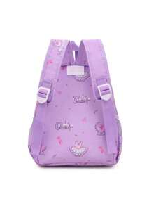 1个时尚卡通图案印花舞蹈背包，轻便耐用，粉色和紫色可选，拉链开口，涤纶内衬，可调节肩带，适合舞蹈、瑜伽、旅行和日常通勤。 - 彩色 - 查看 9