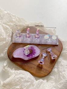 亚克力极光彩虹色矩形钻石形状美甲展示架，树脂水晶珠水钻复古韩国花朵激光 DIY 家居和户外女士母亲姐妹妻子女友婚礼美甲沙龙美容情人节使用