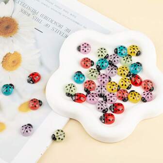 35Pcs Mini Ladybugs, Quiet Critters For Classroom Management, Mini Resin Animals For Fairy Garden, Potted Plants Decor, Sensory Bin Fillers
