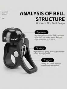 Mountain Bike Bell Safety Warning Signal Loud Retro Bicycle Bell Road Handlebar Bike Accessories Riding Equipment - Black - View 4