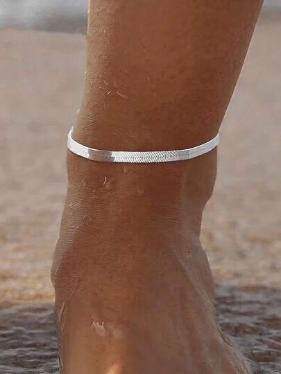 MONALLY Tobillera de cadena de serpiente de plata minimalista, cadena de playa para mujer, regalo de tobillera, material de acero inoxidable, hipoalergénico, cadena de hoja de afeitar para hombre al por mayor, accesorio de playa minimalista impermeable