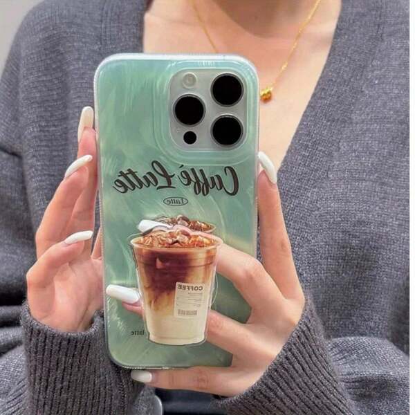 INS风格夏日咖啡拿铁手机支架 - 简约中性色设计，便携式桌面支架，适用于所有智能手机