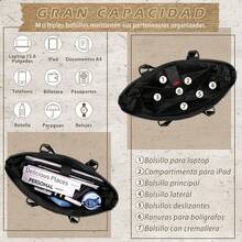 Portafolio para Hombre de 15. 6 Pulgadas, Maletín de Laptop de Piel PU, Grande Capacidad, Impermeable, Ideal para Trabajo, Negocios y Viajes - Negro - Ver 4