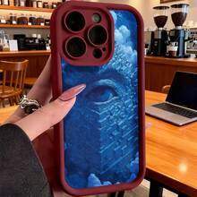 Funda de Teléfono Diseño de Patrón de Ojos Azules Cubierta Protectora para iPhone 14 13 12 11 Pro Max y  Galaxy S23 S22 S21 Plus Funda de Teléfono para Parejas Regalo de Novio Novia Regalo de Vacaciones - Blanco - Ver 4