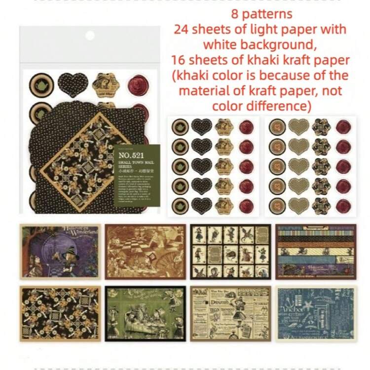 40 个迷你信封 +2 张封条贴纸复古小镇邮件材料信封纸装饰用品剪贴簿，非常适合 DIY 剪贴簿、艺术日记以及瓶子和手提箱上的创意装饰，用于礼物、贺卡和祝福、节日感谢卡、小卡片、信件和信件、手写留言卡、学校用品、返校 - 彩色 - 查看 18
