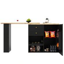 360° Rotating Standing Desk (105 X 39 X 102 Frame) With 4 Drawers And Open Shelves, Suitable For Dining Room/Office/Living Room, White - Black + MDF - View 5