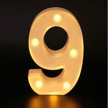 26 Letter LED Lights Luminous Number 0-9Lamp Wedding Birthday Christmas Decoration Decoration Night Light Party Bedroom 16CM Height (Without Battery) - White - View 31