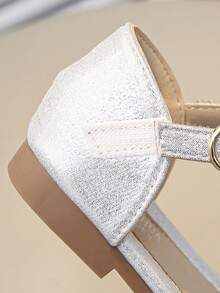 Girls' Party Dress Shoes With Shiny Multi-Layer Bow And Safety Pearl Strap, Creating An Elegant Look - Silver - View 8