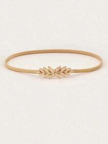 1 Piece Of Women's Golden, Silver Leaf Decorated Elastic Waistband Belt, Elegant Accessory For Various Outfits. Suitable For Pairing With Dresses, Skirts, Jackets. Suitable For Both Casual And Formal Occasions. Suitable For Spring, Summer, Back-To-School Season, Autumn, Winter, Christmas, And Thanksgiving. - Bạc - Xem 2