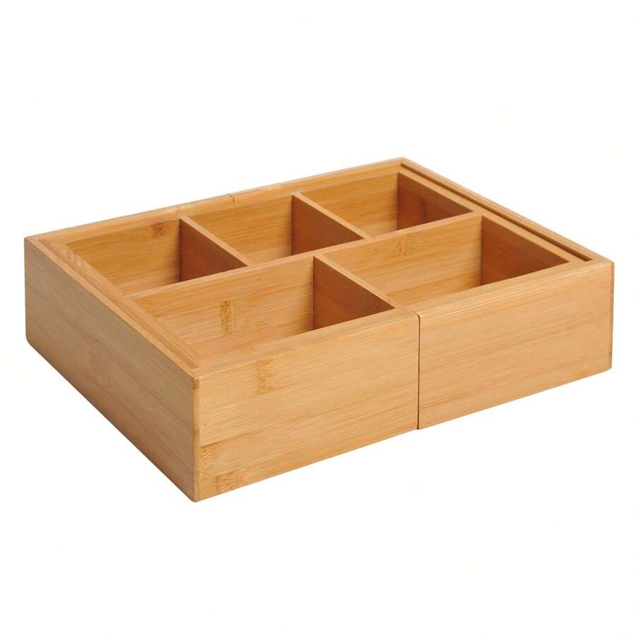 HOMCOM Storage Organizer Box, Drawers, Organizer, Bamboo, Natural, 24.6 X 17.6 X On Site