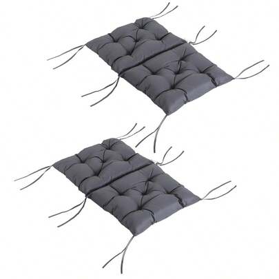 Outsunny 2-Piece Set Of Low Chair Cushions, Seat Cushion, Garden Pillow, Grey