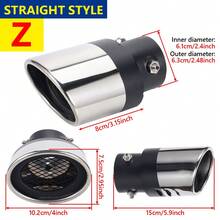 1.5" - 2.1" Stainless Steel Bolt-On Car Exhaust Muffler Tip, Silver