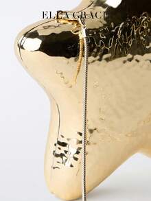 ELLA GRACE - Gold Star Shaped Clutch, Shiny Party Evening Mini Wallet, Women's Fashion Shoulder Chain Bag, Cute Star Shaped Purse, Suitable For Parties And Various Events , Kawaii - Gold - View 3