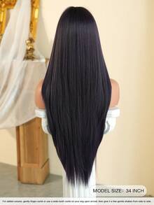 32 Inch Purple Straight Layered Wig With Bangs - Soft Heat Resistant Synthetic Wig, Suitable For Women's Daily, Festival, Party, Christmas And Cosplay Occasions - Purple - View 2