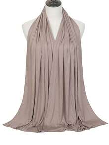 1pc Women's Solid Color Jersey Hijab, Soft & Skin-Friendly Modal Scarf Headscarf, Minimalist Casual Versatile For Daily & Outdoor Wear, Hijab Accessories - Brown - View 13